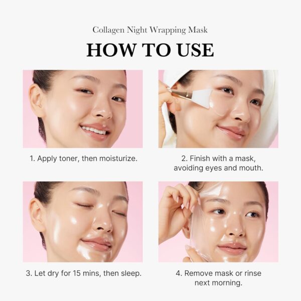 medicube Collagen Overnight Wrapping Peel Off Facial Mask Pack - Elasticity & Hydration Care, Reduces Sagging & Dullness - Hydrolyzed Collagen For Glowing Skin 2.53 fl.oz - Image 5