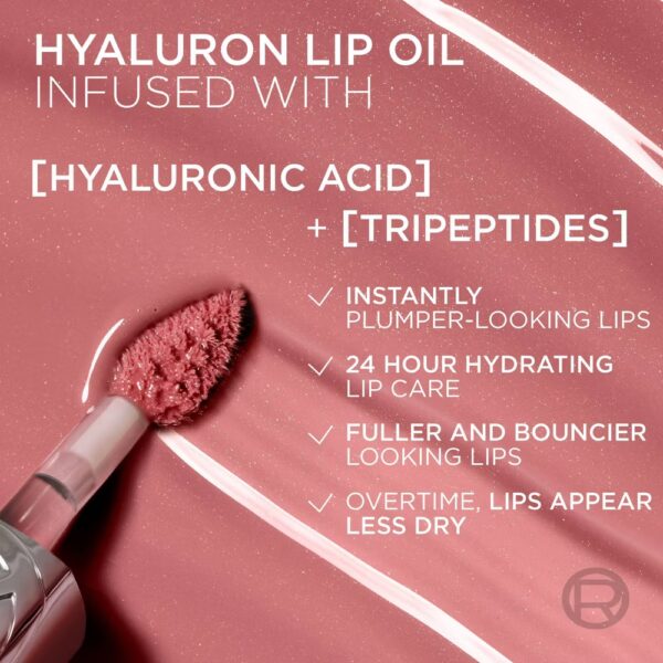 L'Oreal Paris Plump Ambition Hyaluron Lip Oil Plumping Lip Gloss - 0.16 fl oz - Latte Glace - Image 8