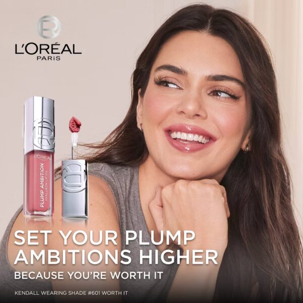 L'Oreal Paris Plump Ambition Hyaluron Lip Oil Plumping Lip Gloss - 0.16 fl oz - Latte Glace - Image 5