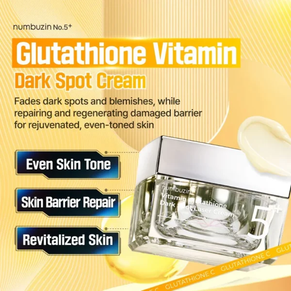 Numbuzin No. 5+ Vitamin Glutathione Dark Spot Laser Cream 50ml - Image 6