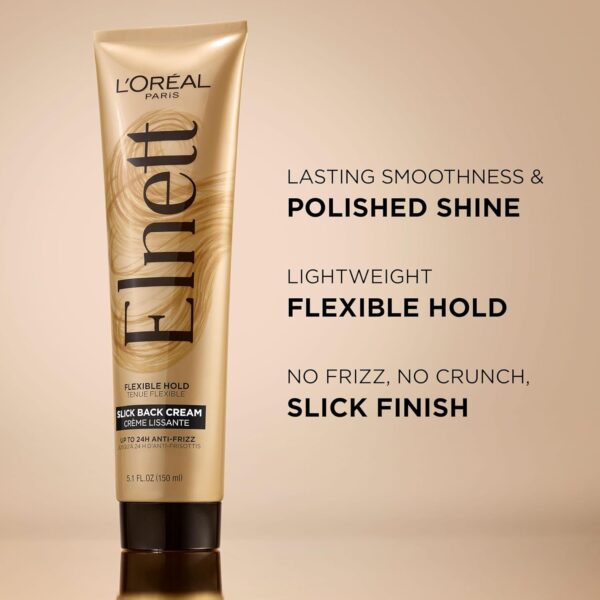 L'Oreal Paris Elnett Slick Back Styling Cream, Anti-Frizz Hair Cream for Flexible Hold, Frizz Control, Polished Shine and Slick Finish, 5.1 Fl Oz - Image 3