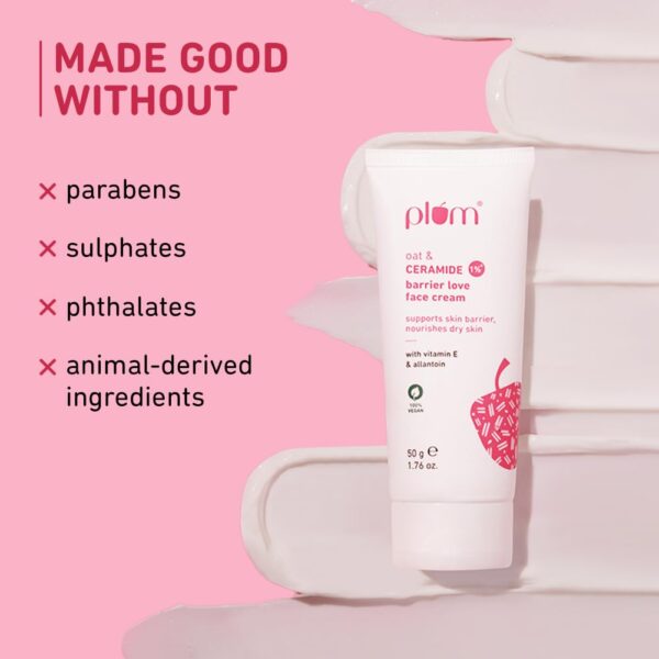 Plum Oat & 1% Ceramide Barrier Love Face Cream | Repairs, Strengthens & Maintains Skin Barrier | Moisturizer with Vitamin E & Allantoin |50 g - Image 8