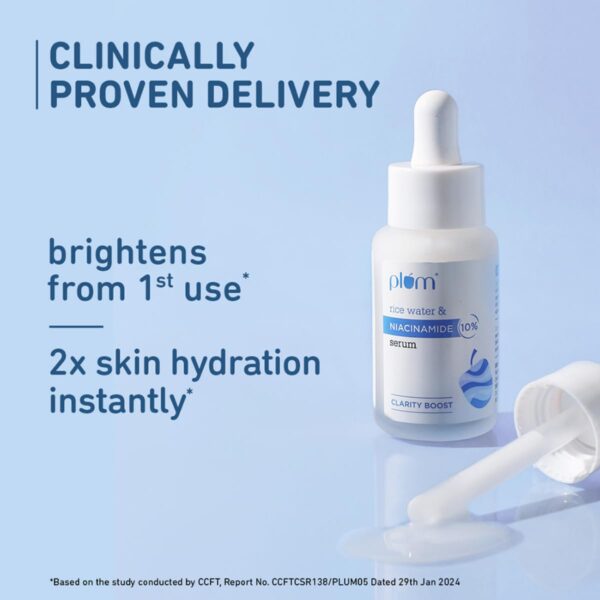 Plum 10% Niacinamide Serum with Rice Water | Provides Clear, Glowing & Brightening Skin | for Acne Prone, Combination, Oily & Sensitive Skin 30ml - Image 5