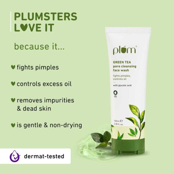 Plum Green Tea Pore Cleansing Face Wash Oily Skin Face Wash For Women & Men, 100 ml, 3.38 oz - Image 7