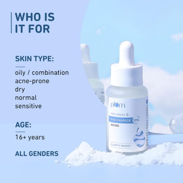 Plum 10% Niacinamide Serum with Rice Water | Provides Clear, Glowing & Brightening Skin | for Acne Prone, Combination, Oily & Sensitive Skin 30ml - Image 8