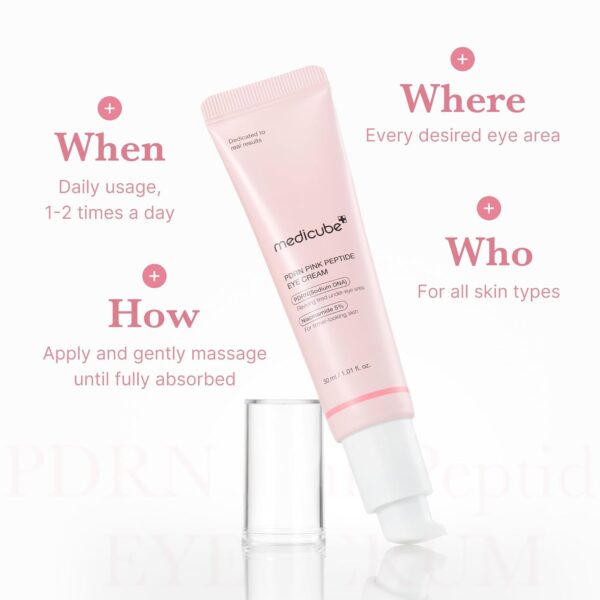 medicube Salmon DNA PDRN Pink Peptide Eye Serum with Niacinamide and 99% Purity Retinol for Fine Lines, Uneven Skin Tone, Korean Skin Care 1.01fl.oz - Image 6