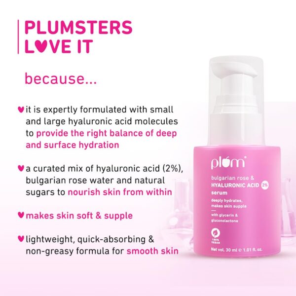 Plum 2% Hyaluronic Acid Serum with Bulgarian Rose (30 ml) - Image 3