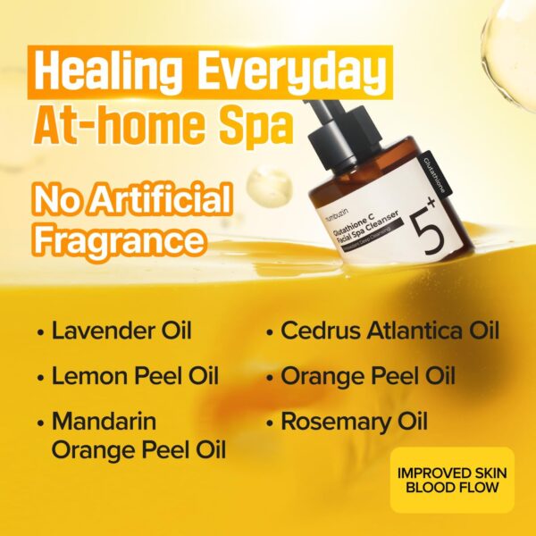 numbuzin No.5 Cleansing Oil | Glutathione C Facial Spa Cleanser | Oil Cleanser for Face | Glutathione, Vitamin C, Niacinamide | Aromatherapy, Uneven Skin Tone | 6.76 fl. oz. - Image 4