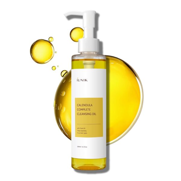 IUNIK Calendula & Jojoba Oil-Infused Vegan Cleansing Oil – Gentle Blackhead Melting & Makeup Remover Facial Cleanser w/ 94% Plant-based Oils Korean Skincare