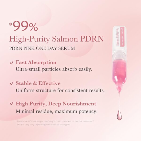 medicube Salmon DNA PDRN Pink One Day Serum | 99% Salmon DNA PDRN Intensive Ampoule, Collagen, Glutathione, Hyaluronic Acid - Improves skin radiance | Korean skincare 0.05 fl.oz x 10e - Image 4