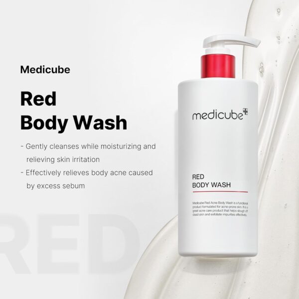 medicube Red Acne Body Wash 14.10 Fl.oz I Low pH and Hydrating Cleanser with Salicylic Acid, Lactic Acid, Niacinamide and Hyaluronic Acid Suitable for Bacne Treatment | Korean Skin Care2 - Image 3