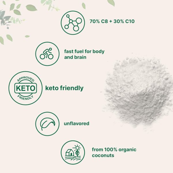 Micro Ingredients Organic MCT Oil Powder with Prebiotic Fiber,1 Pound(16 Ounce), Fast Fuel for Body and Brain,Vegan - Image 4