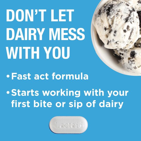 Lactaid Fast Act Lactose Intolerance Relief Caplets with Lactase Enzyme to Prevent Gas, Bloating & Diarrhea Due to Lactose Sensitivity, Ideal for Travel & On-The-Go, 32 Packs of 1-Count - Image 4