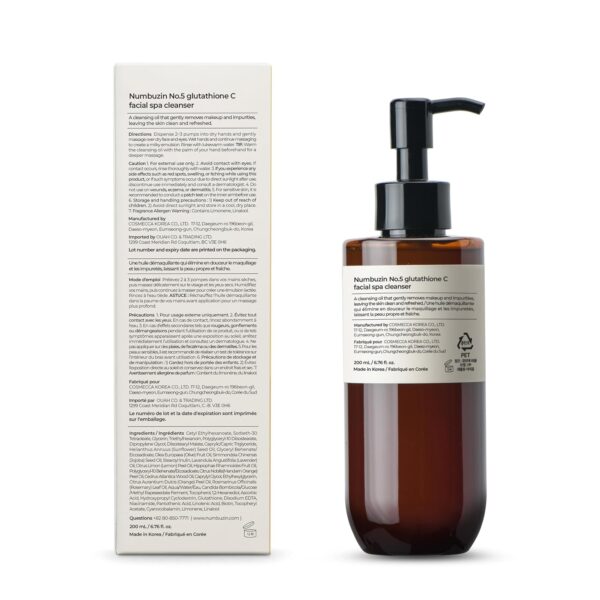 numbuzin No.5 Cleansing Oil | Glutathione C Facial Spa Cleanser | Oil Cleanser for Face | Glutathione, Vitamin C, Niacinamide | Aromatherapy, Uneven Skin Tone | 6.76 fl. oz. - Image 7