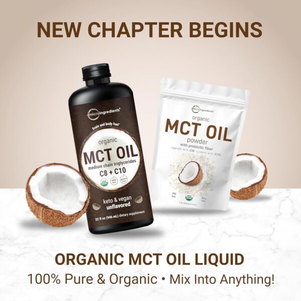 Micro Ingredients Organic MCT Oil Powder with Prebiotic Fiber,1 Pound(16 Ounce), Fast Fuel for Body and Brain,Vegan - Image 5