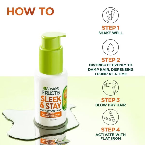 Garnier Fructis Sleek & Shine Sleek & Stay Heat-Activated Hair Serum - 1.7 fl oz - Image 6