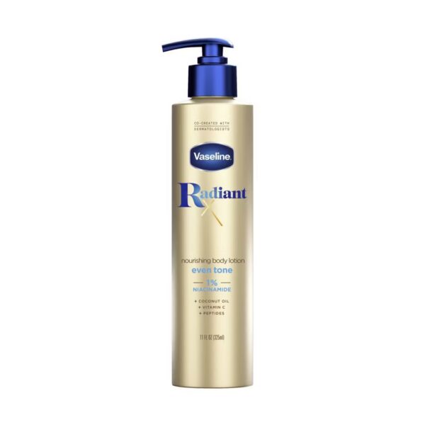 Vaseline Radiant X Even Tone Body Lotion with Niacinamide and Peptides, 11 oz