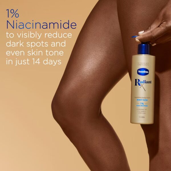 Vaseline Radiant X Even Tone Body Lotion with Niacinamide and Peptides, 11 oz - Image 8