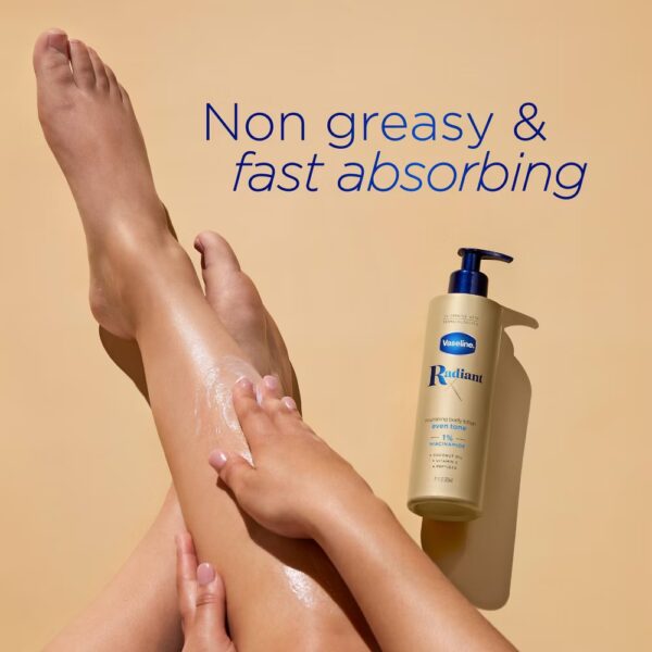Vaseline Radiant X Even Tone Body Lotion with Niacinamide and Peptides, 11 oz - Image 5
