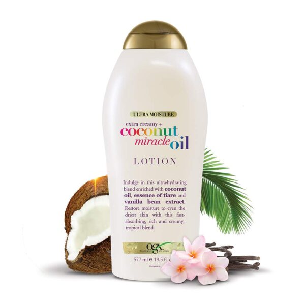 OGX Extra Creamy + Coconut Miracle Oil Ultra Moisture Body Lotion with Vanilla Bean, All Skin Types, 19.5 Ounce - Image 8