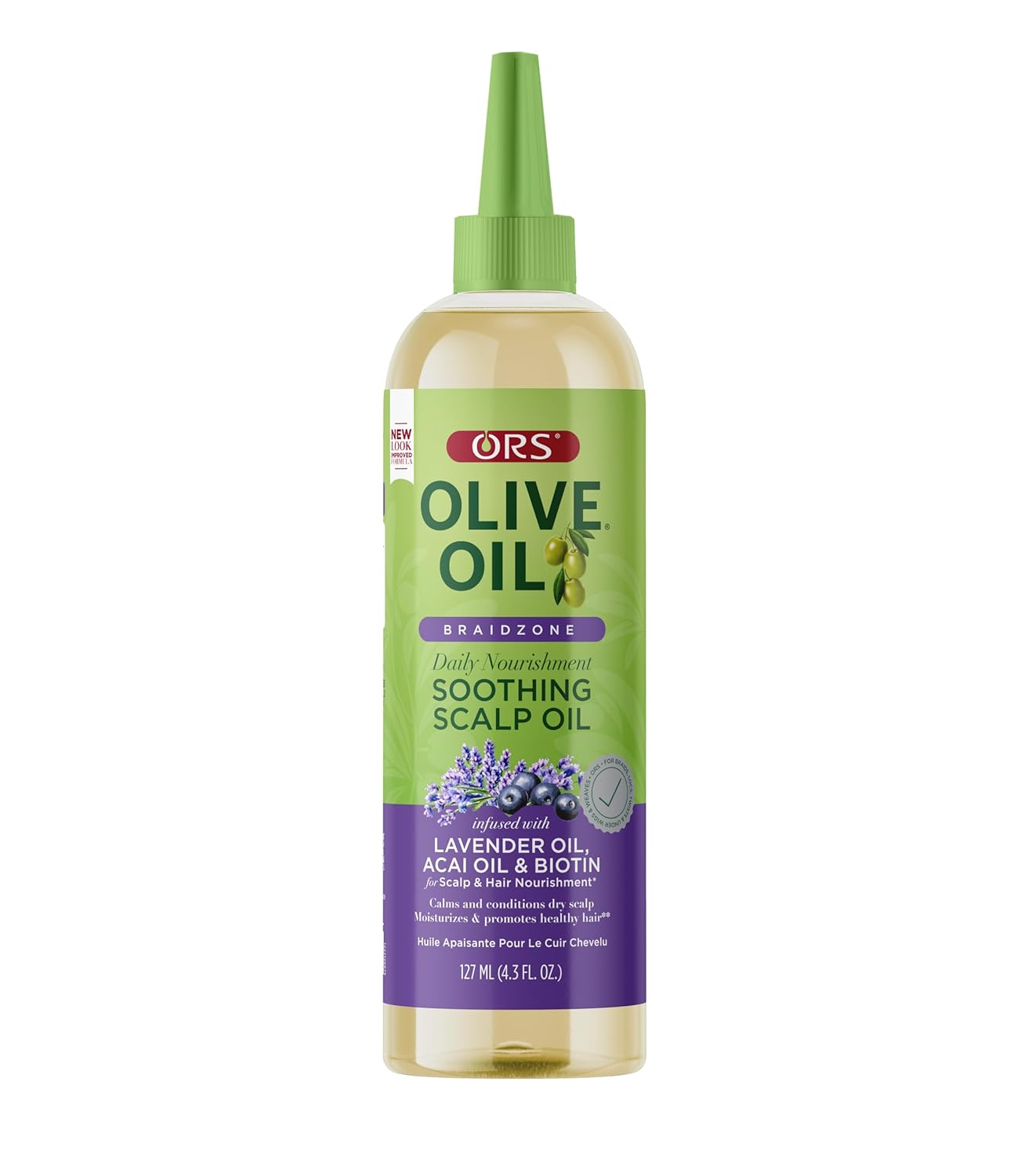 ORS Olive Oil Braidzone Soothing Scalp Oil with Lavender, Acai & Biotin for Nourishment 4.3 oz (Online Only)