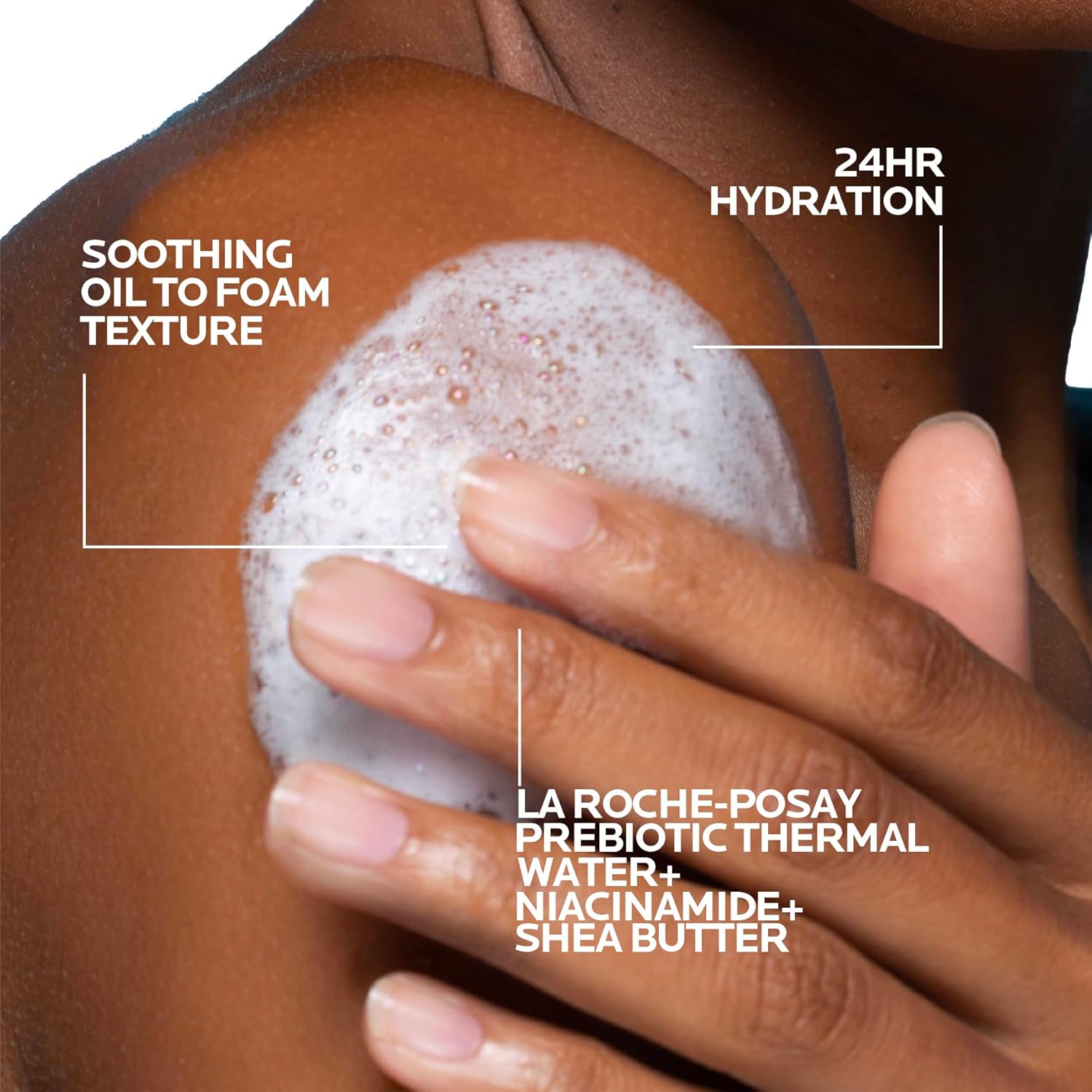 La Roche-Posay Lipikar AP+ Gentle Foaming Cleansing Oil, Gentle Oil Cleanser for Face and Body Formulated with Niacinamide, Long-Lasting 24-hour Hydration, 400ml - Image 4