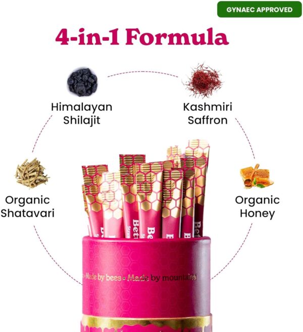 BetterAlt SHE-Lajit Strawberry Honeysticks|Shilajit for Women with Shatavari & Saffron for hormonal Balance & Energy Boost|Tasty Shilajit Honeysticks with Goodness of Pure Himalayan Shilajit|30 Sticks - Image 5