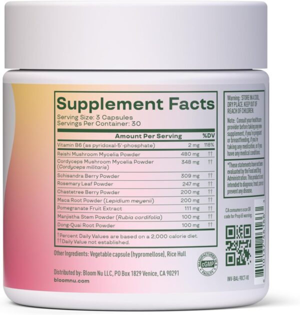 Bloom Nutrition Hormone Health & Cortisol Support for Women - Balance - Menstrual Health, PMS Symptoms, Pomegranate Extract, Chaste Tree Berry & Dong Quai Root, 30 Servings - Image 3