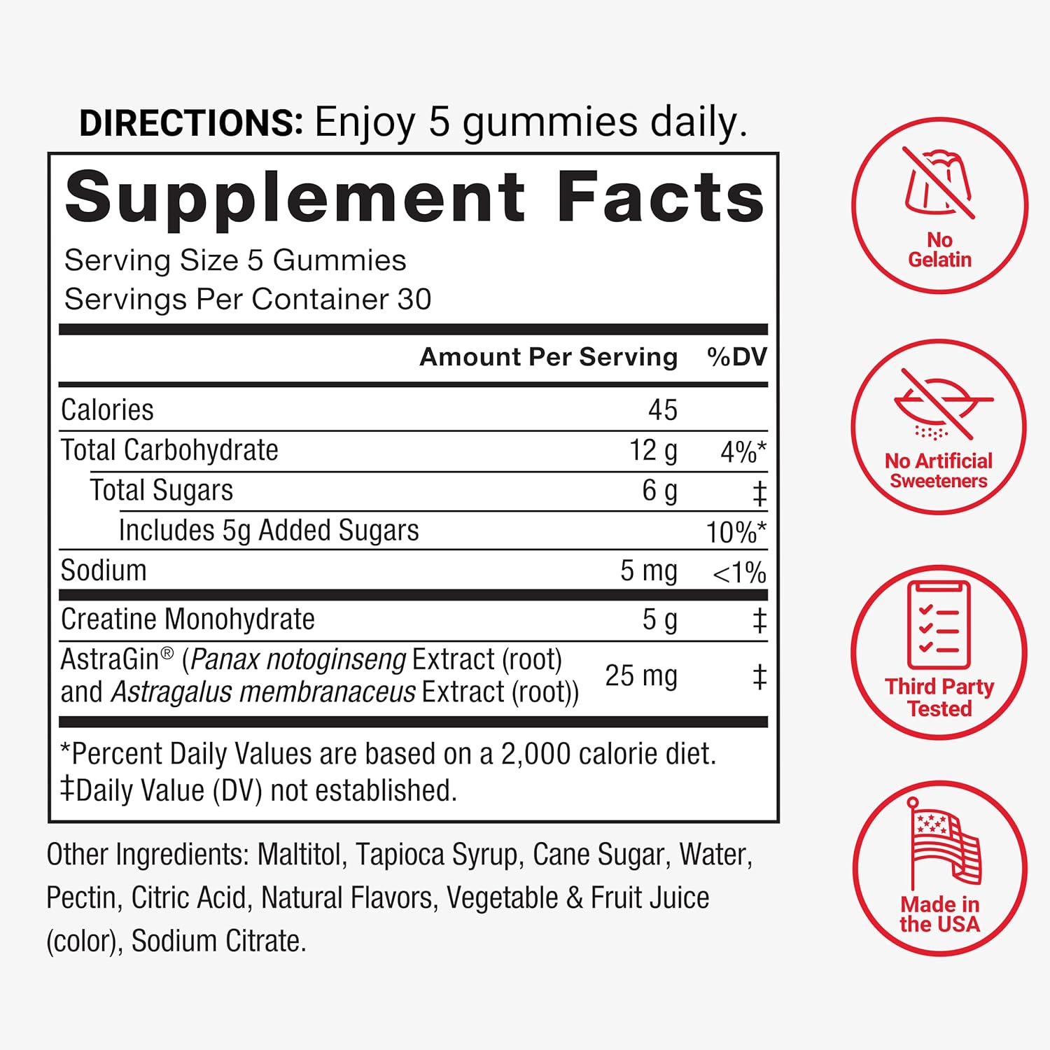 Force Factor Creatine Monohydrate Gummies, 5g Dose for Men & Women to Support Muscle, Strength, Recovery, Cognitive Health & Memory, Mixed Berry, 150 Gummies - Image 6