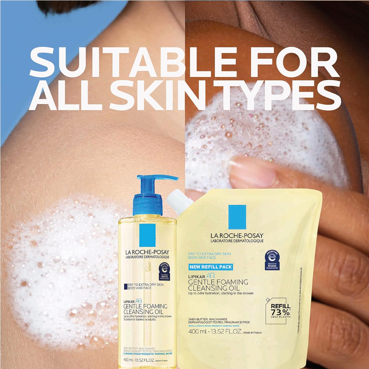 La Roche-Posay Lipikar AP+ Gentle Foaming Cleansing Oil, Gentle Oil Cleanser for Face and Body Formulated with Niacinamide, Long-Lasting 24-hour Hydration, 400ml - Image 8