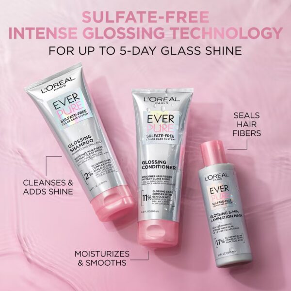 L'Oreal Paris EverPure Sulfate Free Glossing Shampoo with Glycolic Acid - 6.8 fl oz - Image 7