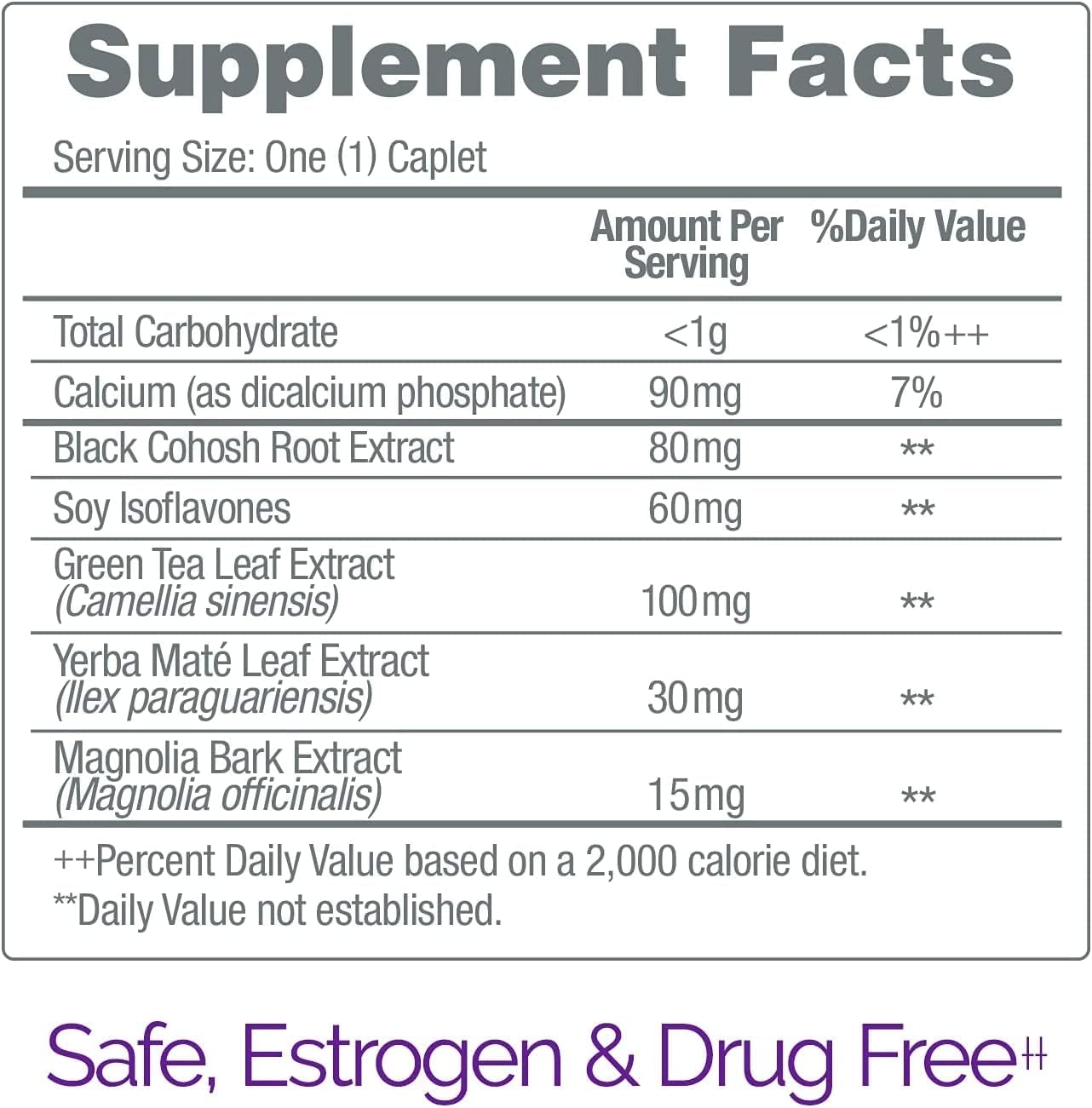 Estroven Stress Relief & Energy Boost for Menopause Relief - 28 Ct. - Clinically Proven Ingredients Provide Stress & Energy Support + Night Sweats & Hot Flash Relief - Drug-Free and Gluten-Free - Image 6