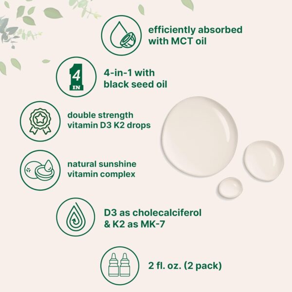 Micro Ingredients Vitamin D3 10000 iu + K2 (MK-7) 200 mcg Drops, 2 fl oz - Image 4
