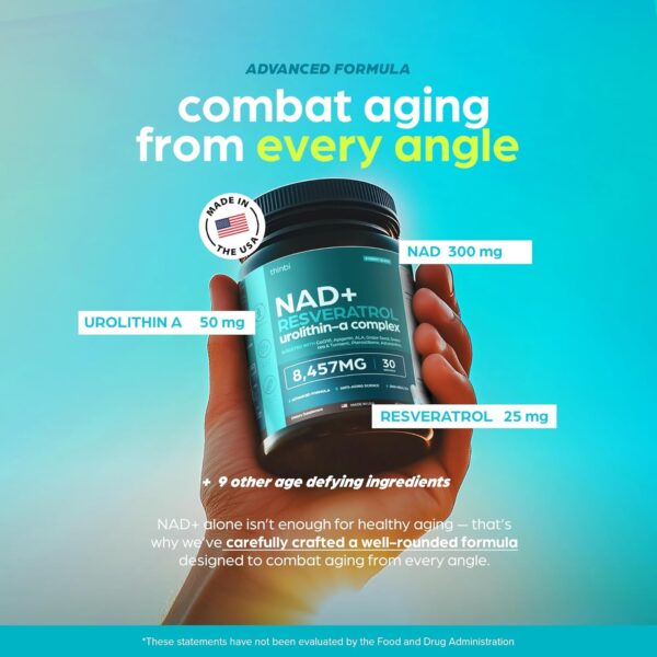 NAD Supplement 8,457 mg Extra Strength Liposomal, Green Tea + Astaxanthin for Women & Men, Resveratrol, CoQ10, Alpha Lipoic Acid - Image 4
