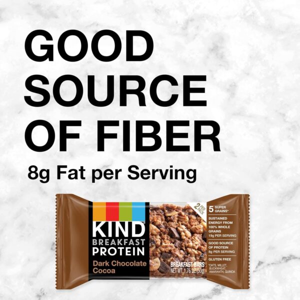 KIND Breakfast Protein Bars, Dark Chocolate Cocoa, Healthy Snacks, Gluten Free, 8g Protein, 6 Count  - Online Only - Image 5