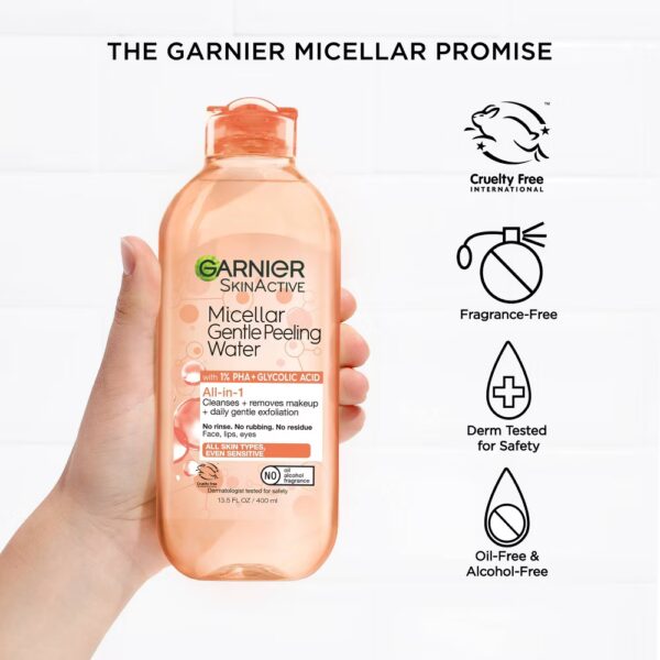 Garnier Gentle Exfoliating Micellar Water with 1% PHA and Glycolic Acid - 13.5 fl oz - Image 2
