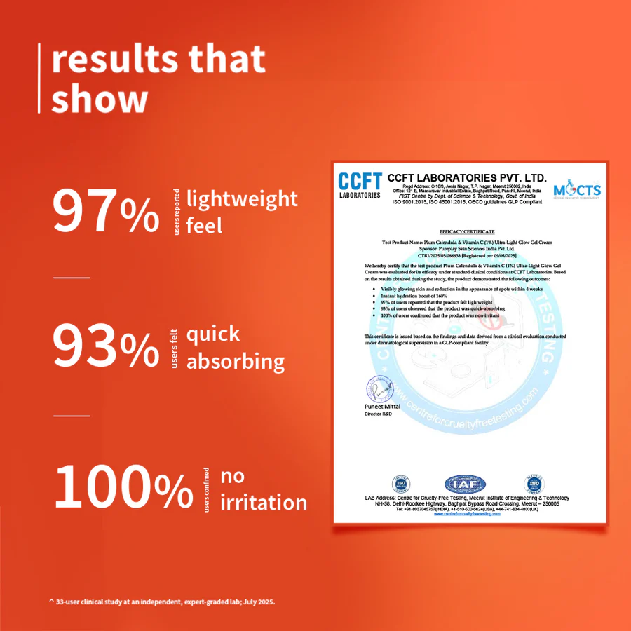 Plum Goodness 1% Vitamin C Ultra-Light-Glow Boosting Gel Cream with Alpha Arbutin 50ml - Image 4