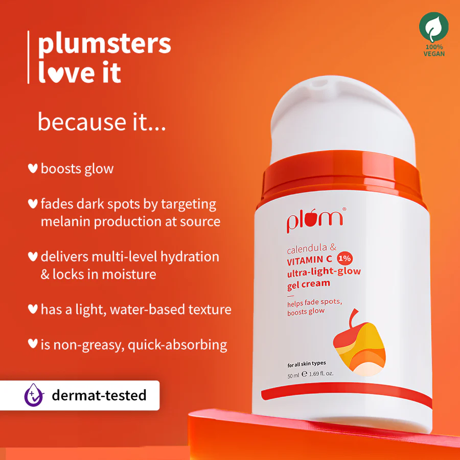 Plum Goodness 1% Vitamin C Ultra-Light-Glow Boosting Gel Cream with Alpha Arbutin 50ml - Image 5