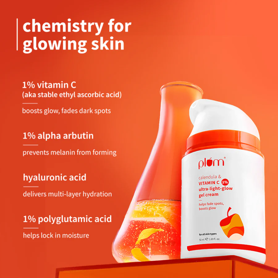 Plum Goodness 1% Vitamin C Ultra-Light-Glow Boosting Gel Cream with Alpha Arbutin 50ml - Image 6