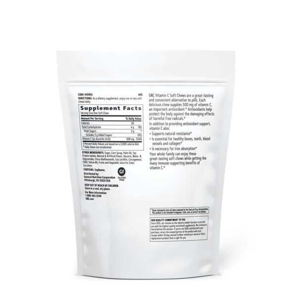 GNC Vitamin C Soft Chews 500mg - Orange - 60 Soft Chews (60 Servings) - Image 3