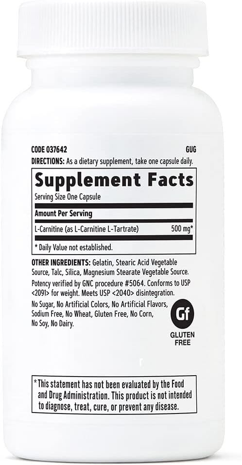 GNC L-Carnitine 500mg, Helps Metabolize Long-Chain Fatty Acids, 60 Capsules - Image 3