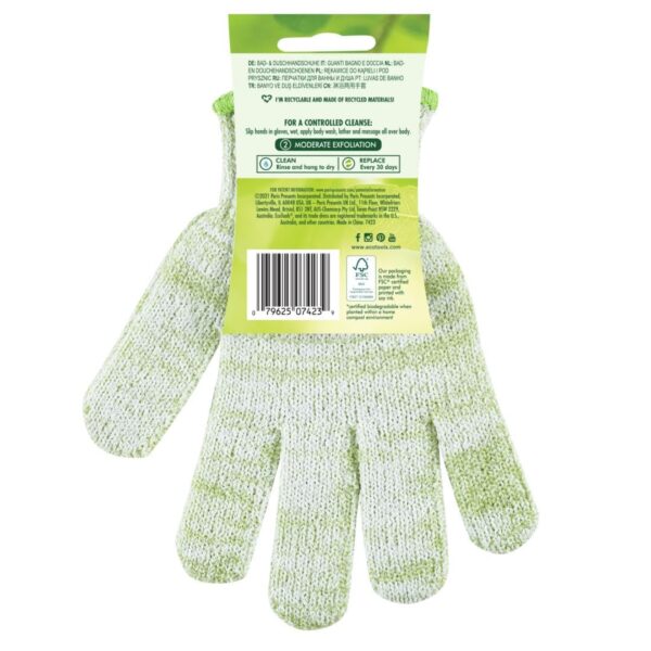 EcoTools Exfoliating Bath & Shower Gloves, Green - Image 3