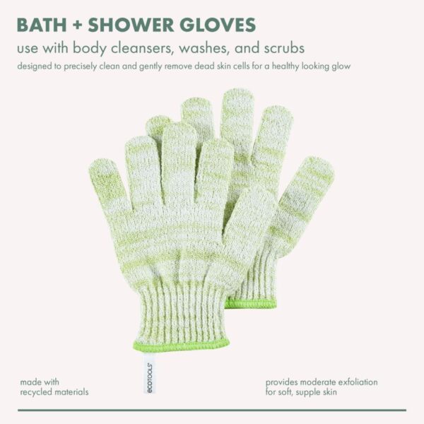 EcoTools Exfoliating Bath & Shower Gloves, Green - Image 5