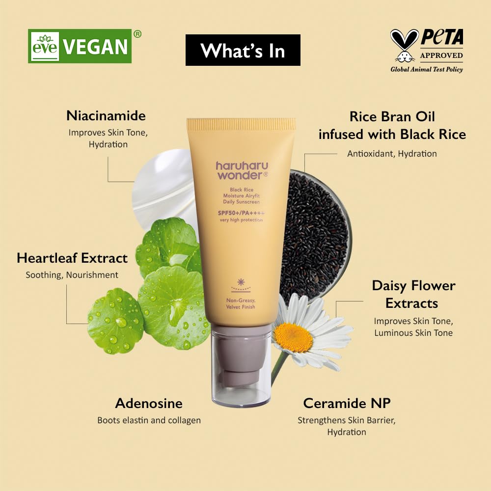 Haruharu Wonder Black Rice Daily Sunscreen, Moisture Airyfit, 1.69oz | No White Cast | Velvet Finish | Hydrating | Moisturizing | Korean Skin Care | Vegan | Clean Beauty - Image 4