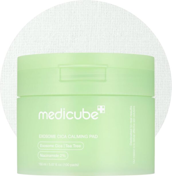 medicube Exosome CICA Tea Tree Calming Toner Pads for Sensitive Skin with Centella Asiatica Help Reduce Redness & breakouts. Low-irritating & Hydrating Daily Care, Korean Skincare, Vegan (100 Pads)