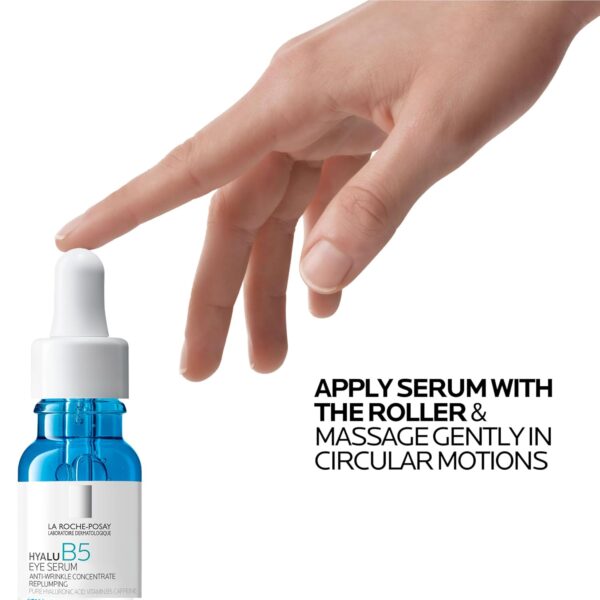La Roche-Posay Hyalu B5 Eye Serum with Hyaluronic Acid & Caffeine for Dark Circles, Hydrating Serum for Dark Circles and Wrinkles with Roller Ball Applicator, Replumps Under Eye, Fragrance Free - Image 9