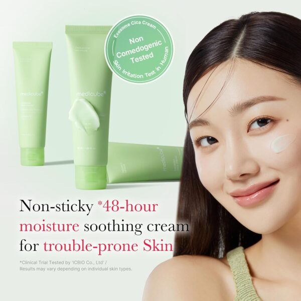 Medicube Exosome Cica Tea Tree Cream for Sensitive Skin with Centella Asiatica help reduce redness and breakouts. | Low-irritating, Moisturizing Daily Texture Care | Korean Skincare | 1.7 fl oz - Image 3