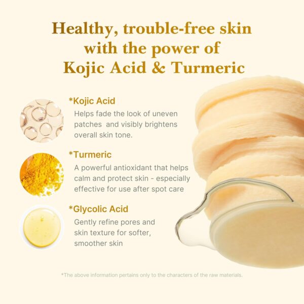 medicube Kojic Acid Turmeric Clarifying Toner Pad for Troubled Skin & Use After Spot Care | Soothing & Calming with Kojic Acid, Turmeric, Niacinamide, and Glycolic Acid | Korean Skin Care, 70 Pads - Image 4