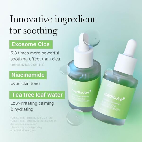 Medicube Exosome Cica Tea Tree Serum for Sensitive Skin with Centella Asiatica help reduce redness and breakouts. Low-irritating, Moisturizing & Soothing Serum | Korean Skincare | 30ml - Image 5