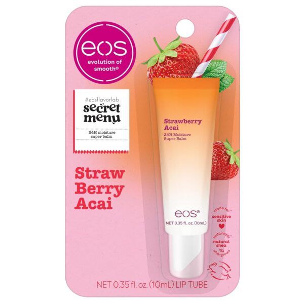 eos 24H Moisture Super Balm - Strawberry Acai, Lip mask, Moisturizing, Lip Treatment, Limited-Edition Skincare, 0.35 fl oz